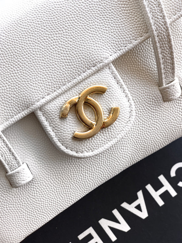 CC 26s Preppy Coco Bag 17cm White Caviar Leather GHW