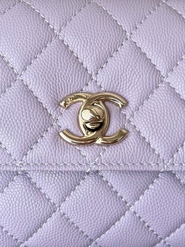 CC 26s Mini Flap Bag 14.5cm with Top Handle Light Purple Caviar Leather
