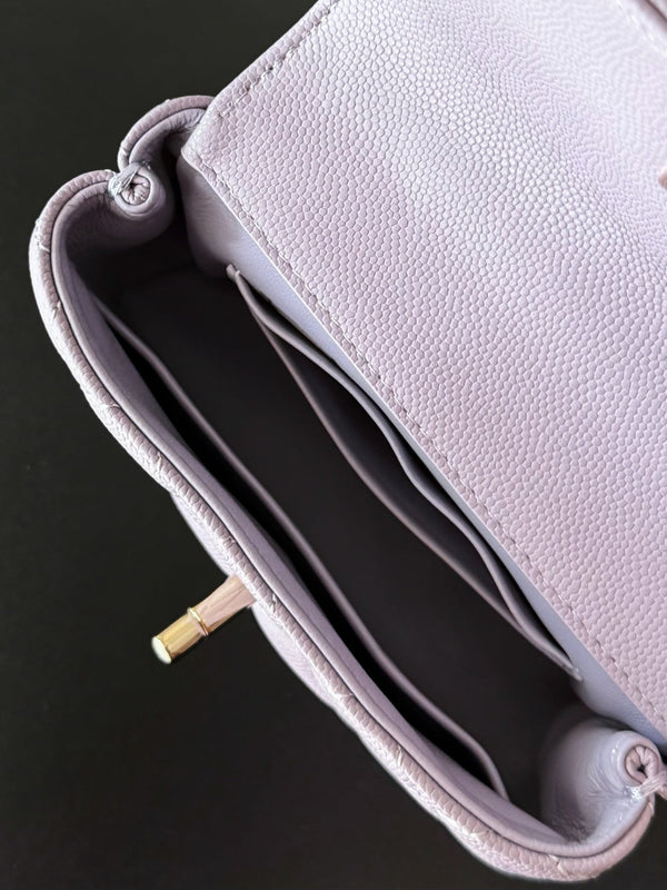 CC 26s Mini Flap Bag 14.5cm with Top Handle Light Purple Caviar Leather