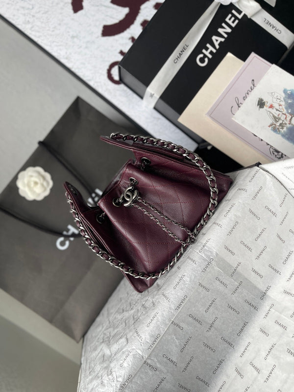 CC 26c Hobo Bag 22cm Burgundy Caviar Leather Gun Hardware