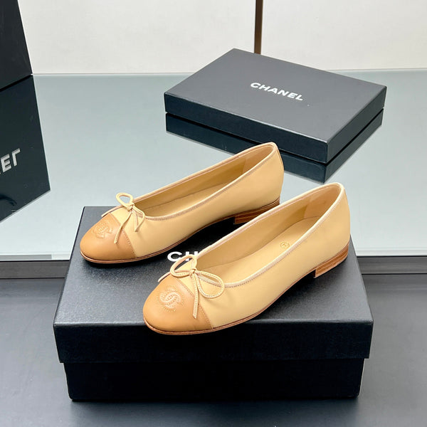 CC Ballet Flats 20mm Beige Sheepskin Mix Gold Pattern 266678