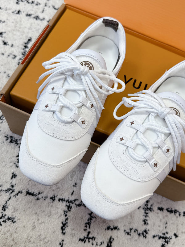 LV Sneakerina Sneaker White Suede Leather 616972