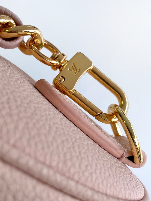LV Nano Speedy Bag 16 cm Pink White Embossed cowhide GHW
