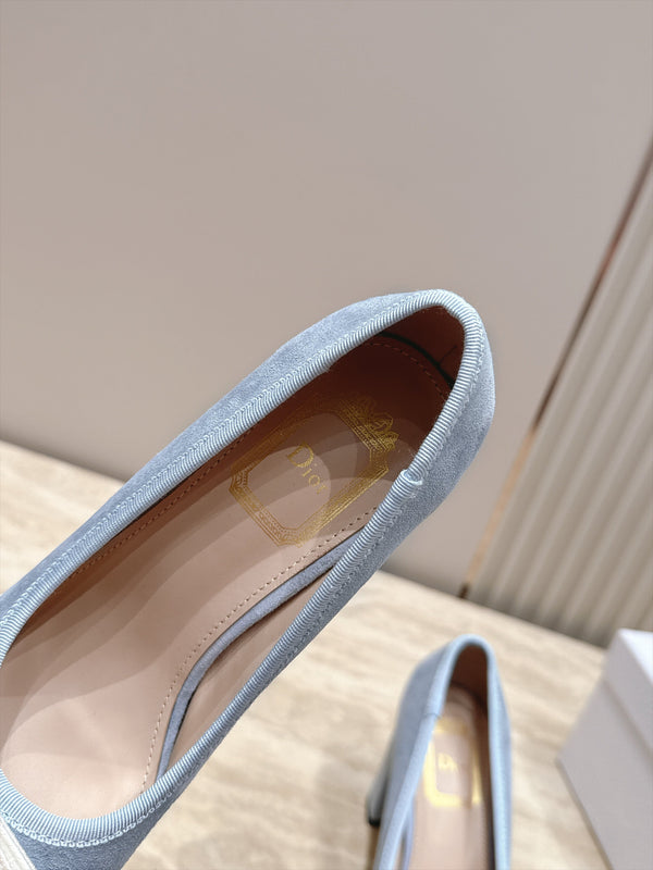CD 26s Block Heel Pumps 7cm Denim Blue Suede 121653