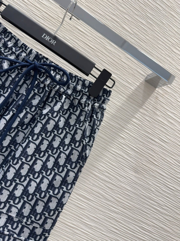 CD 2025 Monogram Straight Trouser Blue Grey Polyester