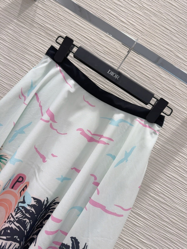 CD 25 Long Skirt Light blue mix Colors Polyester