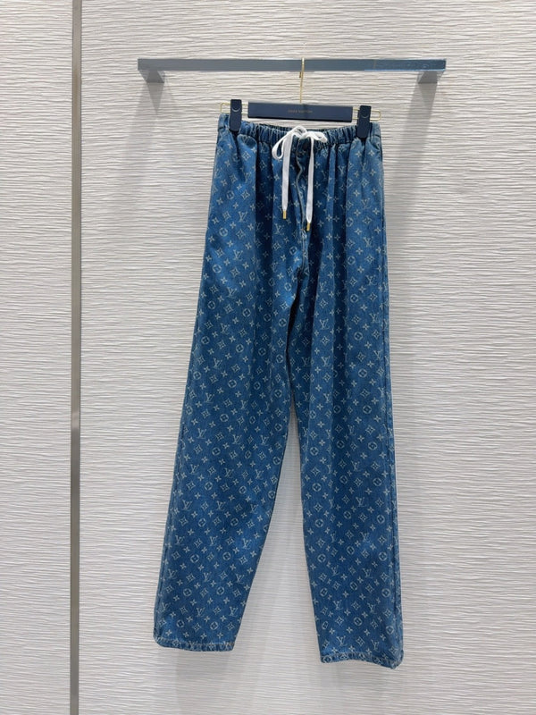 LV 25 Both Muscular Soft Denim Pants Blue Cotton