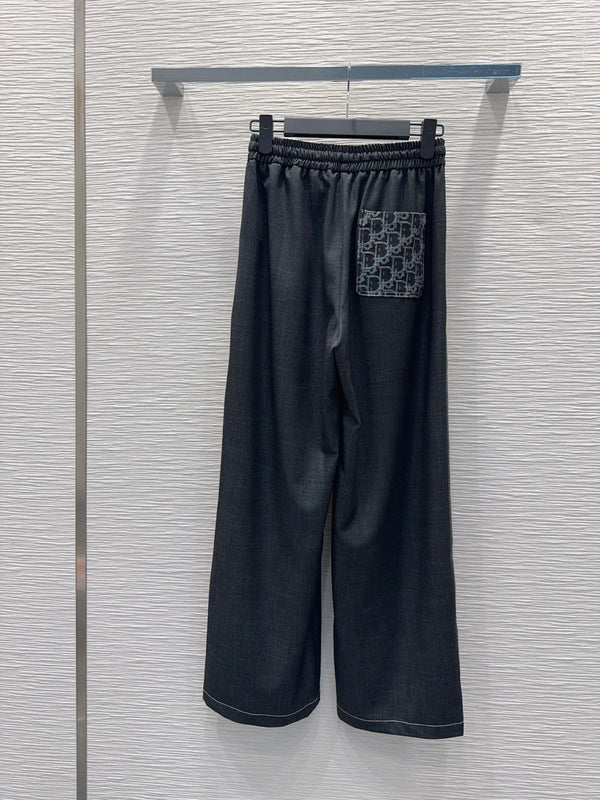 CD Wide-Leg Drawstring Dark Grey Polyester Viscose 351288