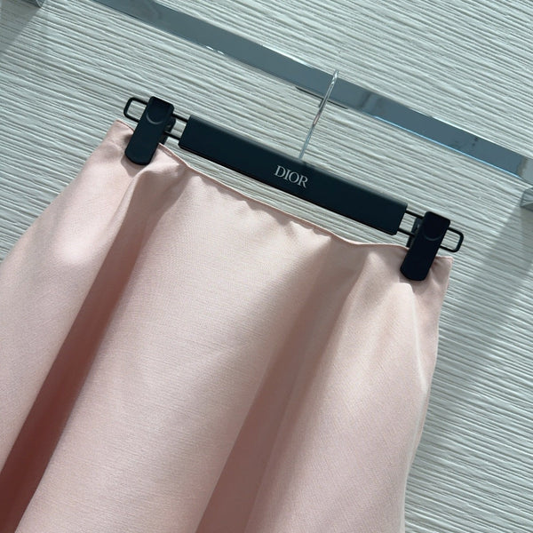 CD Flared Miniskirt Pink Wool and Silk 394955
