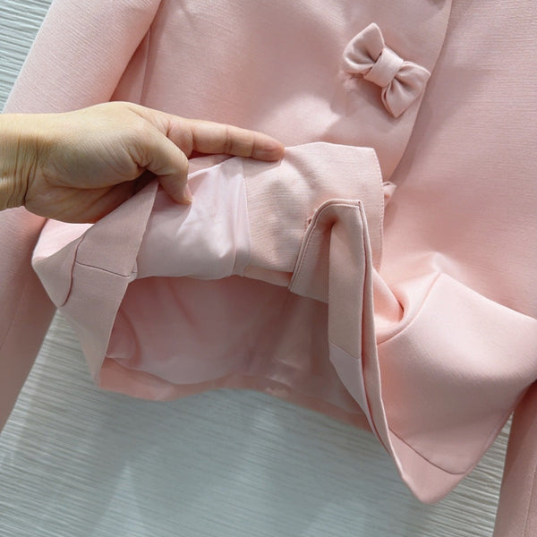 CD Cropped Jacket Pink Wool and Silk 394956