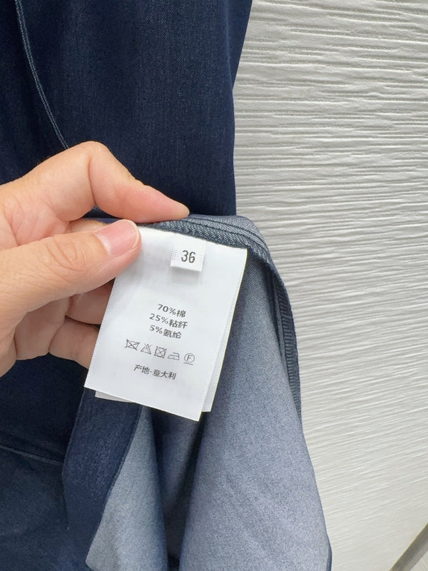 CD 26s Sleeveless Shirt Dress Blue Cotton Viscose 395000