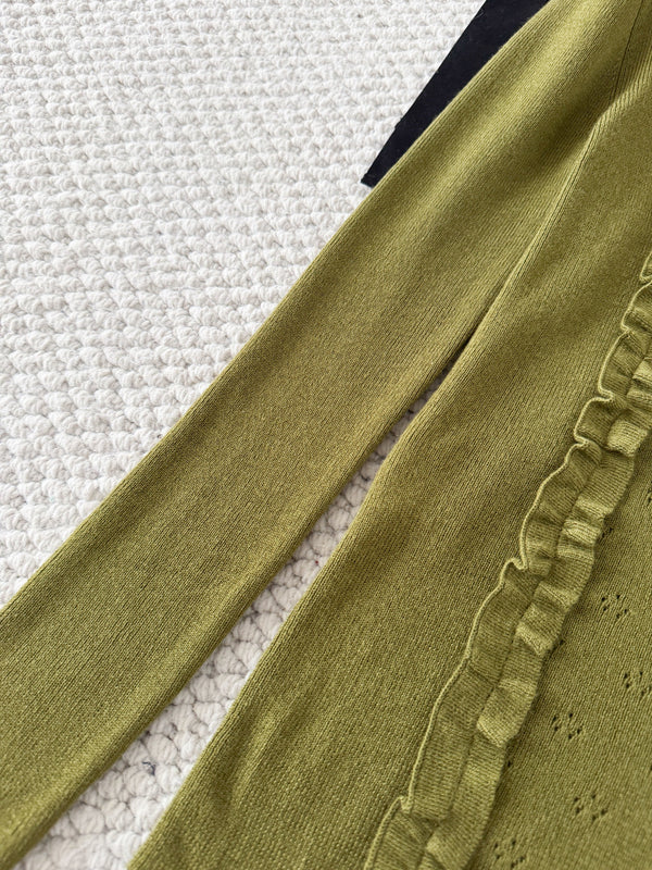 Miu 26s Cardigan Fern Green Cashmere Silk 380643