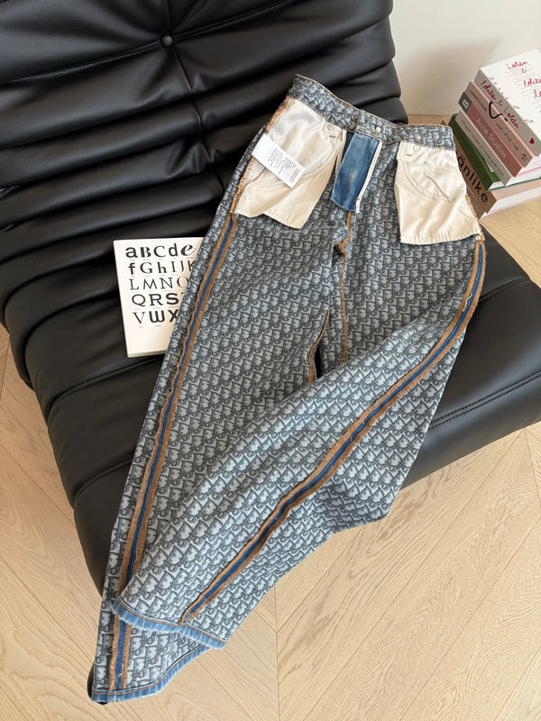CD 25 Straight-leg Jeans With Double-sided Webbing Stitching Light blue Cotton