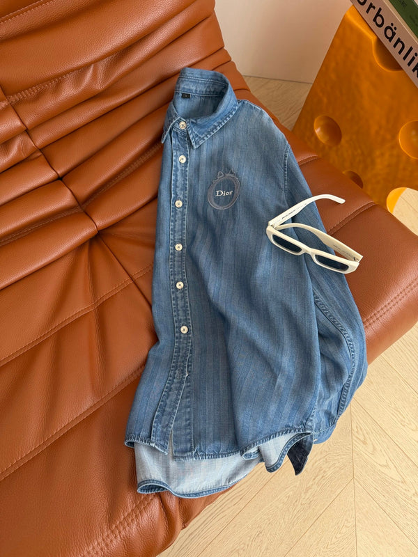 CD 26s Embroidered Badge Pattern Denim Shirt 400837