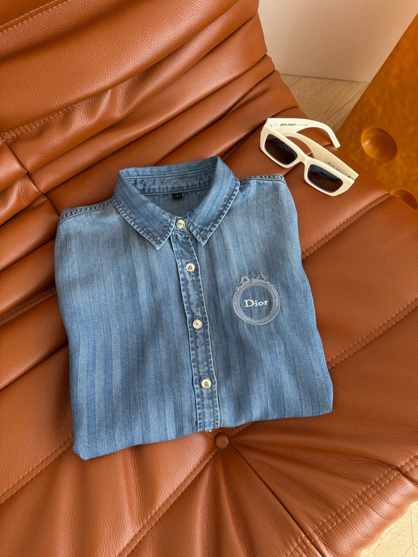 CD 26s Embroidered Badge Pattern Denim Shirt 400837