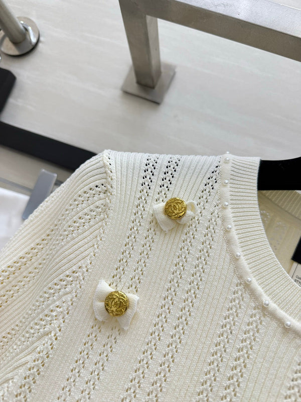 CC Short-Sleeved Top Ivory Cashmere 394202