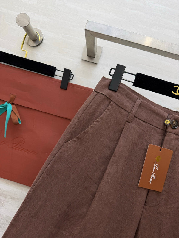 LP 26s Wide-Leg Trousers Brown Linen 398877