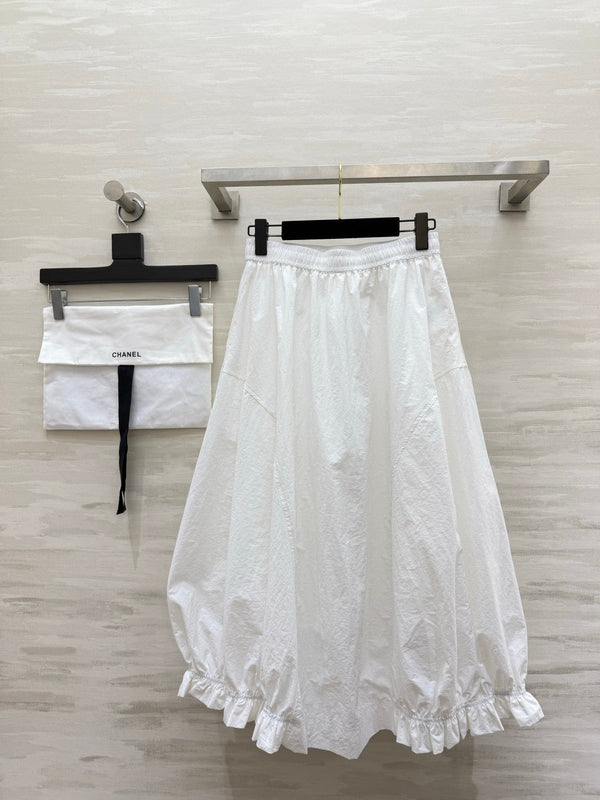 CC 26s Tulip Midi Skirt White Linen 398834
