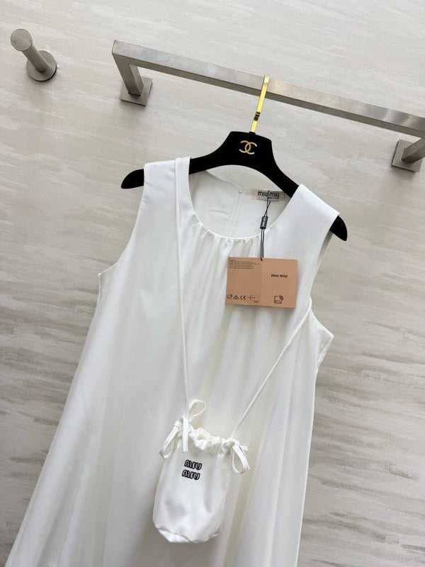 Miu 26s Sleeveless Dress White Denim 398804