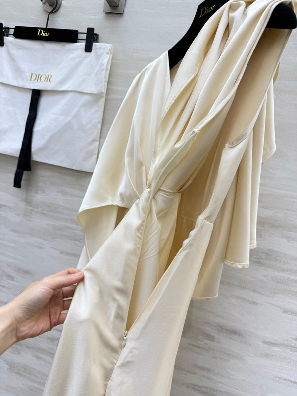 CD 26S Silk Satin V-Neck Cape Dress 428204