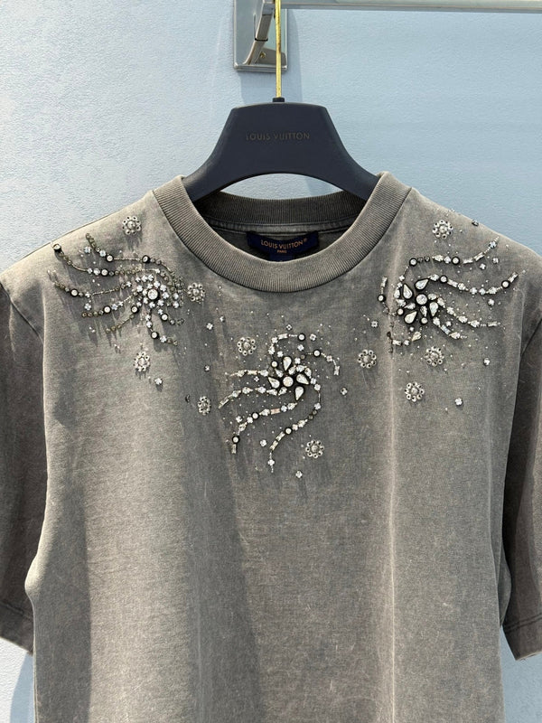 LV 25 Stir-Fried Old Diamond T-Shirt Grey Cotton