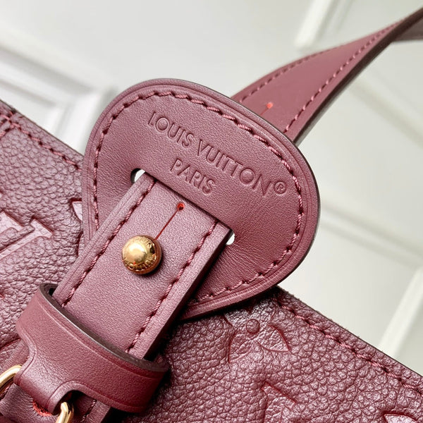 LV 2025 Louis Vuitton All In One MM Bag 56cm Wine Red Monogram Empreinte Leather 343623