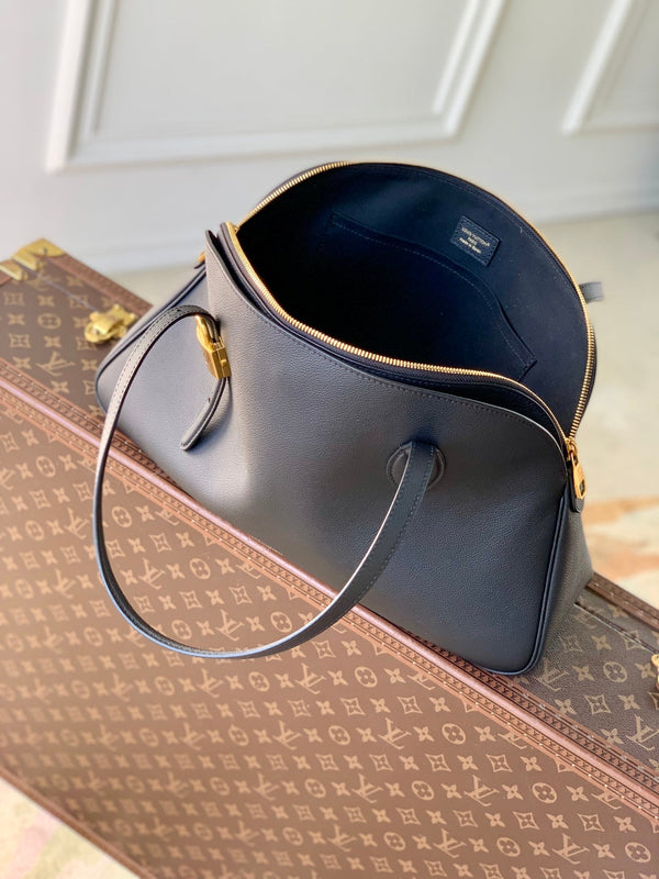 LV 2025 Low Key Duffle Tote Bag 43 Black Calfskin 347098