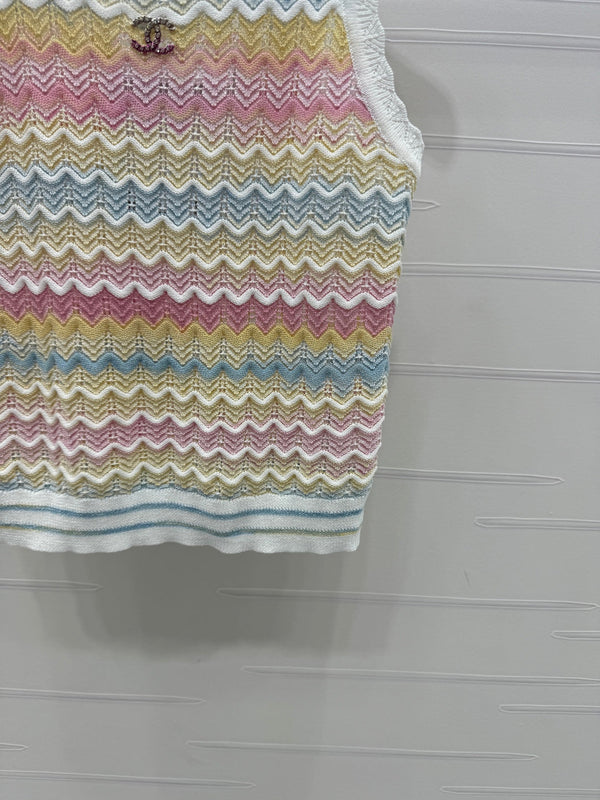 Chanel 25 Multicolor Striped Knitted Tank Top