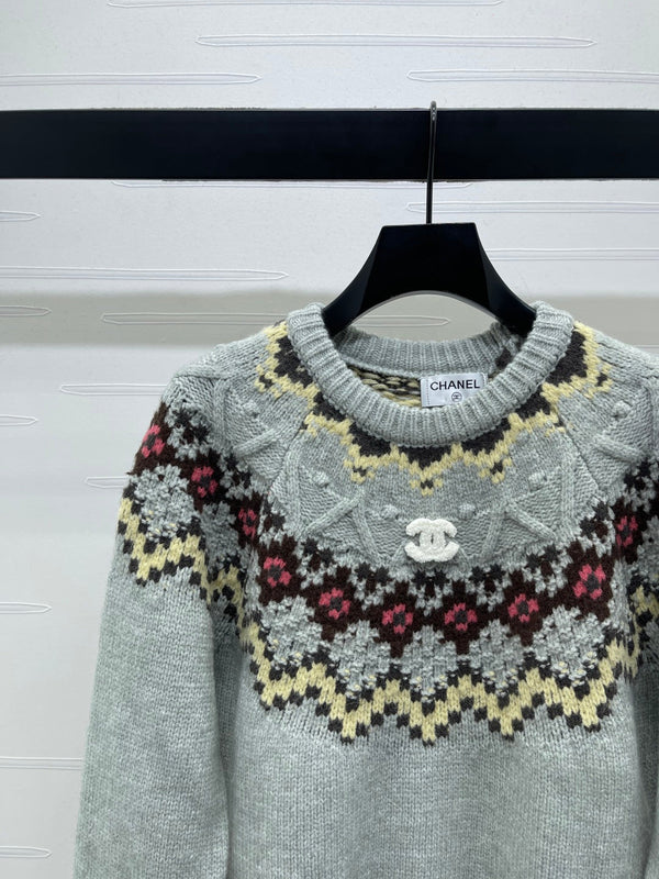 Chanel 2025 Sweater Gray Mix Colors Wool Nylon 319617