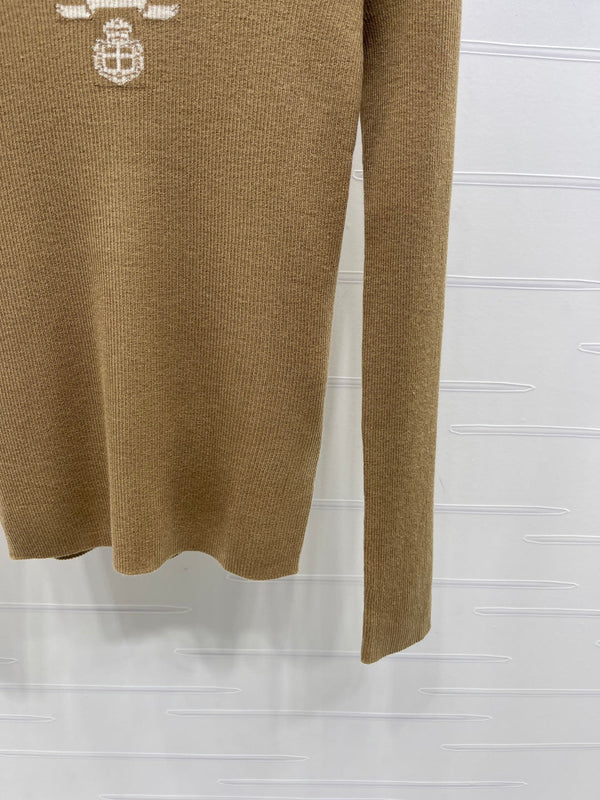 Prada Logo-Intarsia Wool Jumper Camel Wool 351032
