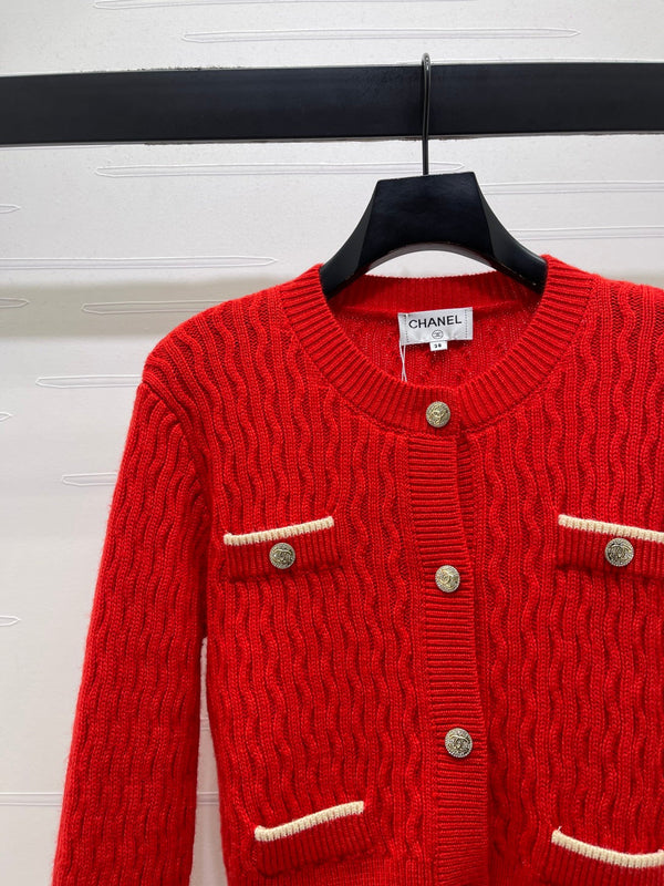 Chanel 2026 Knitted Cardigan Red Wool Cashmere 340962