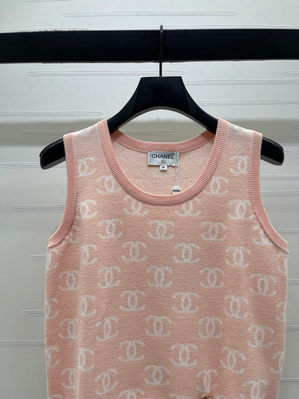 CC 26sJacquard Knit Vest Pink Wool 344122