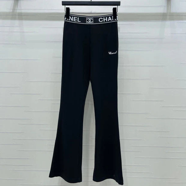 Chanel 2026 Webbing Letter Flared Pant Black White Cotton Polyamide 363365