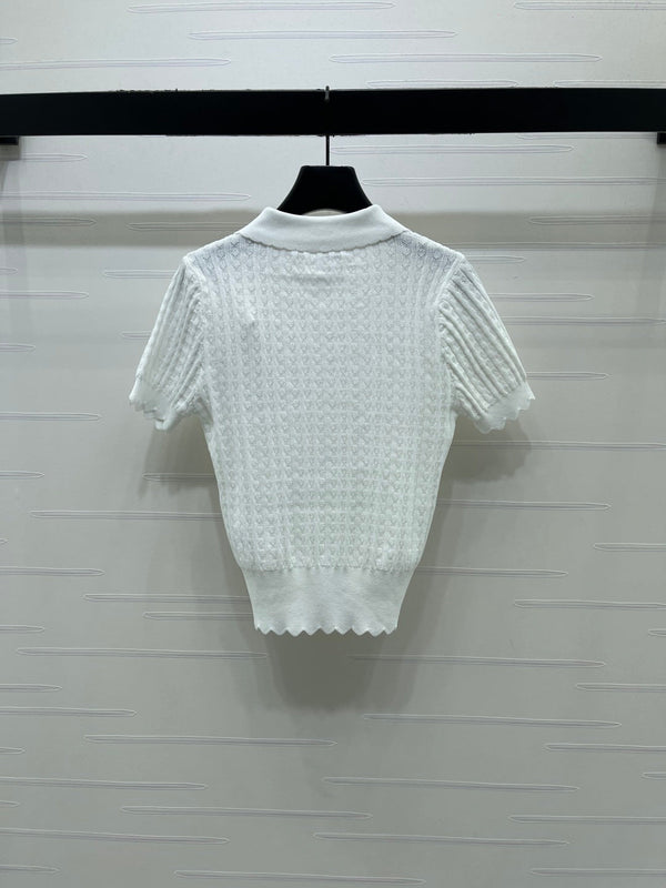 CD Knit Short-Sleeved Top Black Wool Acrylic Nylon Polyester 397467