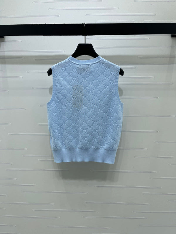 CD Collared Knit Vest Wool Acrylic Nylon Polyester 397479