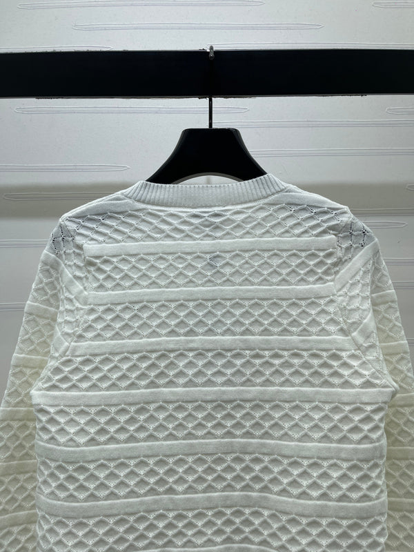 CC 2026 Ribbon Cardigan Black And White Wool 427250