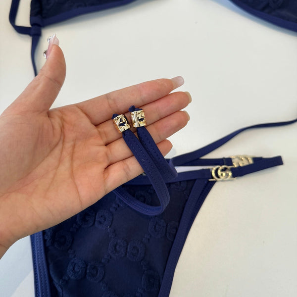 Gucci 26s Swimsuit Navy Blue Colorful Cotton