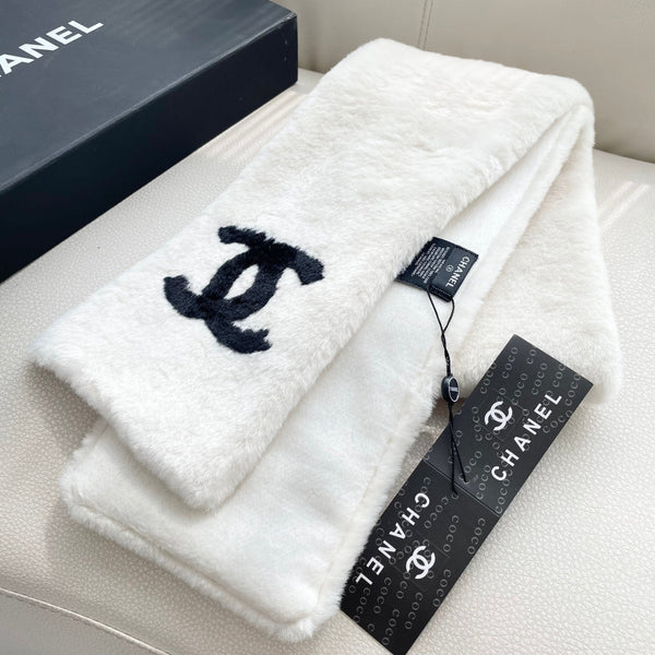 CC 25 Scarf 170cm White Black Fleece 968491