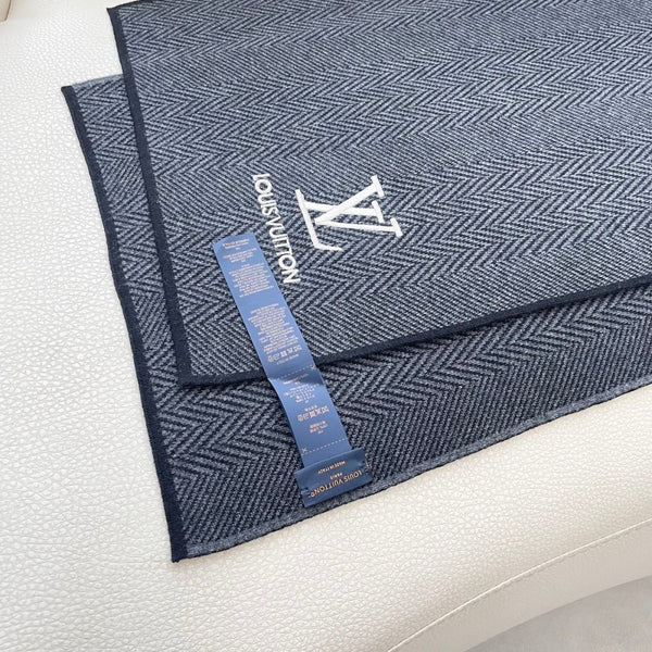 LV Couple's Style Scarf 180cm Black Cashmere 976364