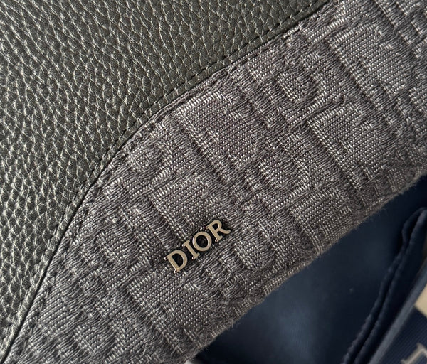 CD Saddle Long Zipped Wallet Black Grain Cowhide & Jacquard