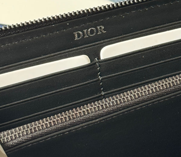 CD Long Zipped Wallet 19.8cm Beige Black Jacquard