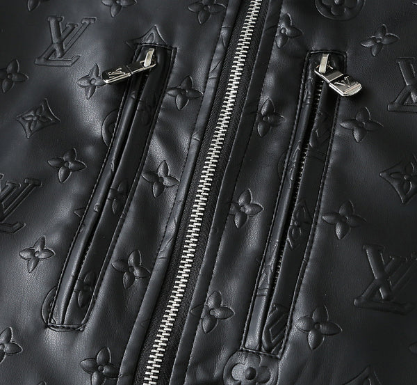 LV SHIRT JACKET IN BLACK CALFSKIN EMBOSSED LOGO 238988