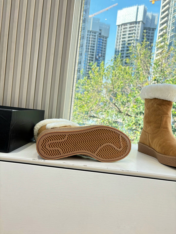 CC 2025 Short Snow Boot Brown White Suede Wool 548927
