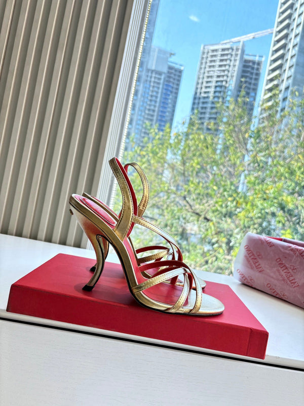 Valentino Fetishique Sandal 10.5cm Gold Leather 702285