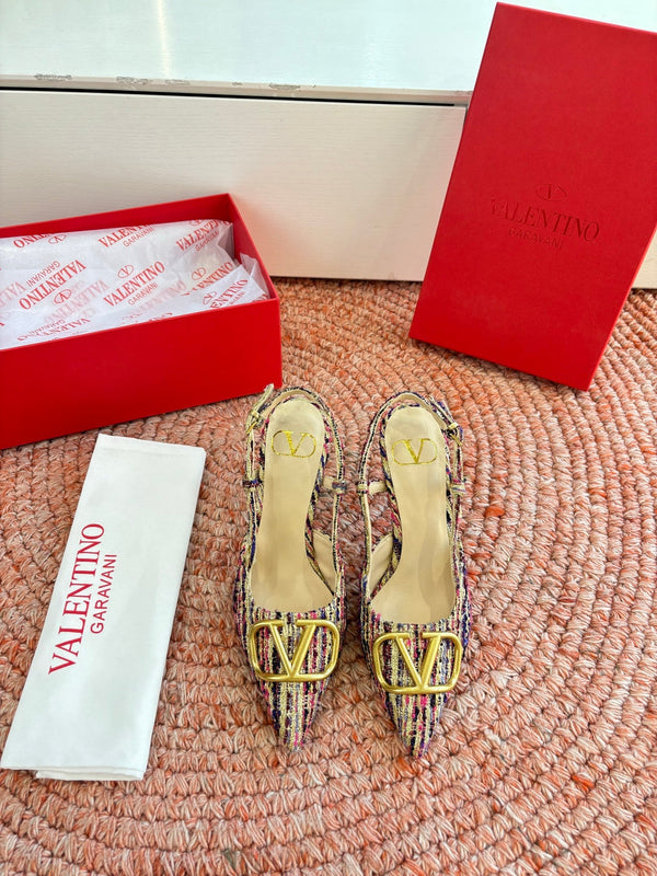 VLogo Signature Slingback 80mm Black Tweed 702208