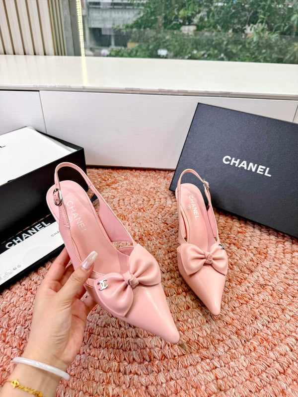 CC 26s Bow Heels Slingback Pink Sheepskin 703666