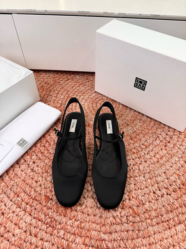 Totem Mary Jane Slingback Flat Black Suede 760429