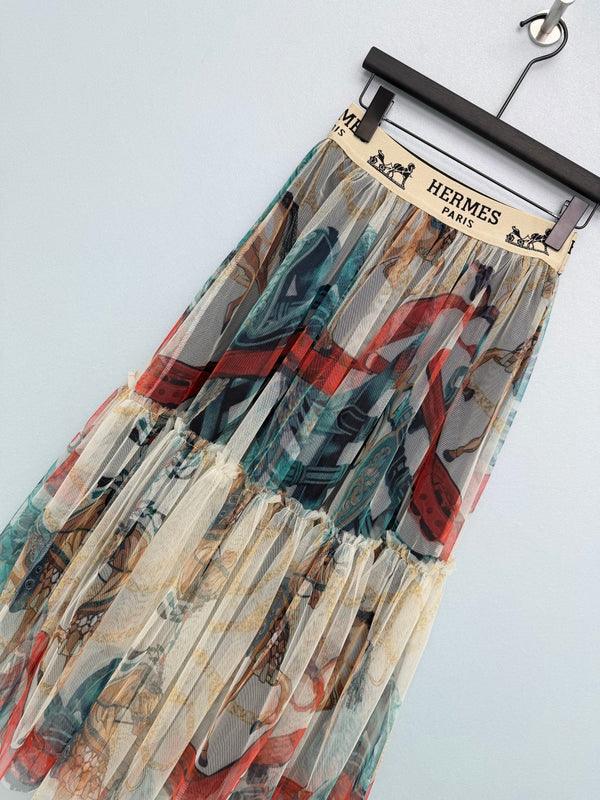 HM 26s Cake Skirt Ivory Colorful Mesh 367055
