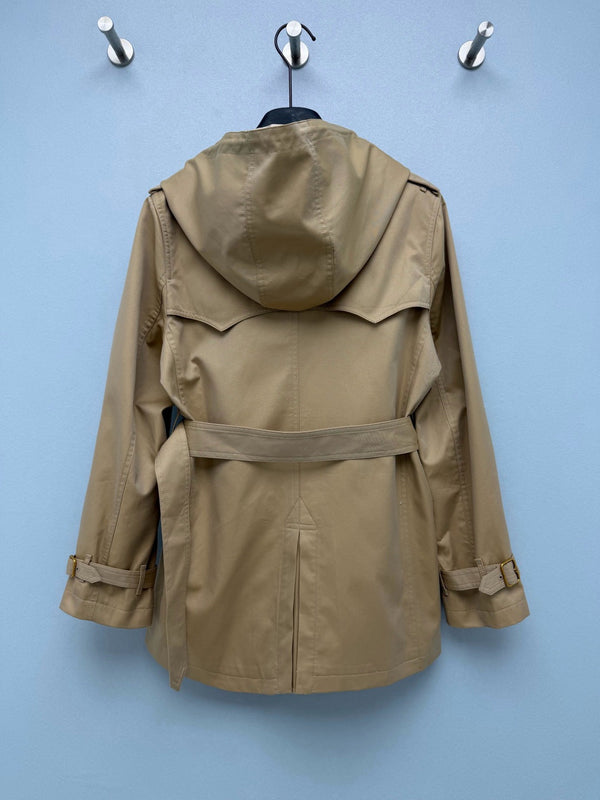 BRR Short Tropical Gabardine Foxfield Trench Coat Beige Cotton Polyester