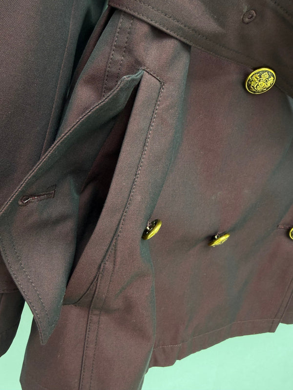 BRR Short Tropical Gabardine Foxfield Trench Coat Vineyard Red Cotton Polyester